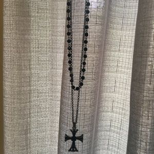 Gorgeous & Gothic Black Beaded Cross Necklace